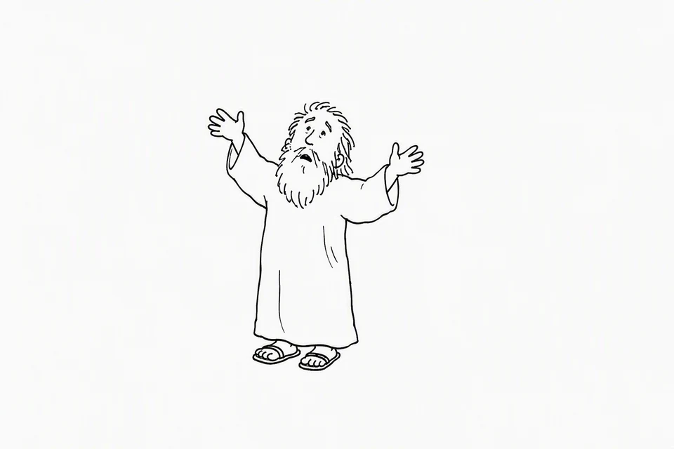 Bible illustration for Exodus 5:22–23. An elderly man appeals upward in distress or prayer.