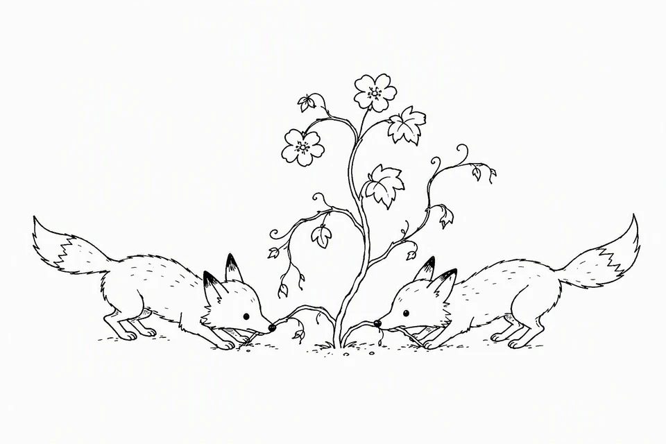 Bible illustration for Song of Solomon 2:15. Small foxes gnaw at and spoil a flowering vine.
